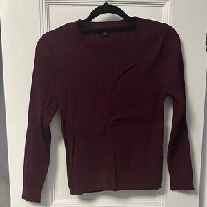 J. Crew Women's Long Sleeve Ribbed Burgundy Top